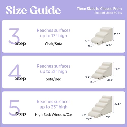 Lesure Dog Stairs for Small Dogs (Beige / 4-Step (H: 19.7IN))