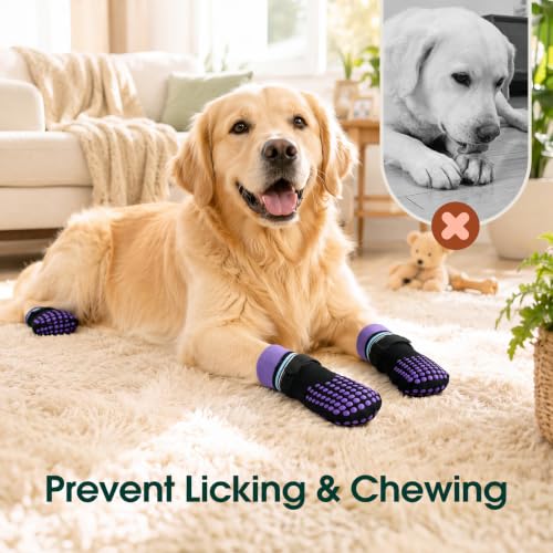 2 Pairs Anti Slip Dog Socks with Grips (S(paw width: 1.89"） / black)