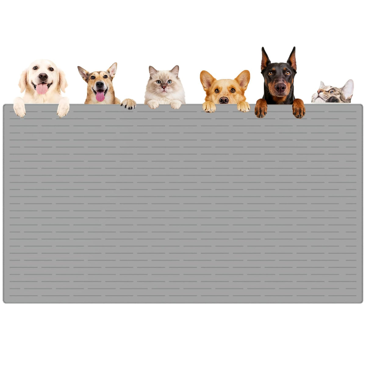 XXXXL Largest Pet Food Mat (Light Gray / 51.2"L x 25.6"W)
