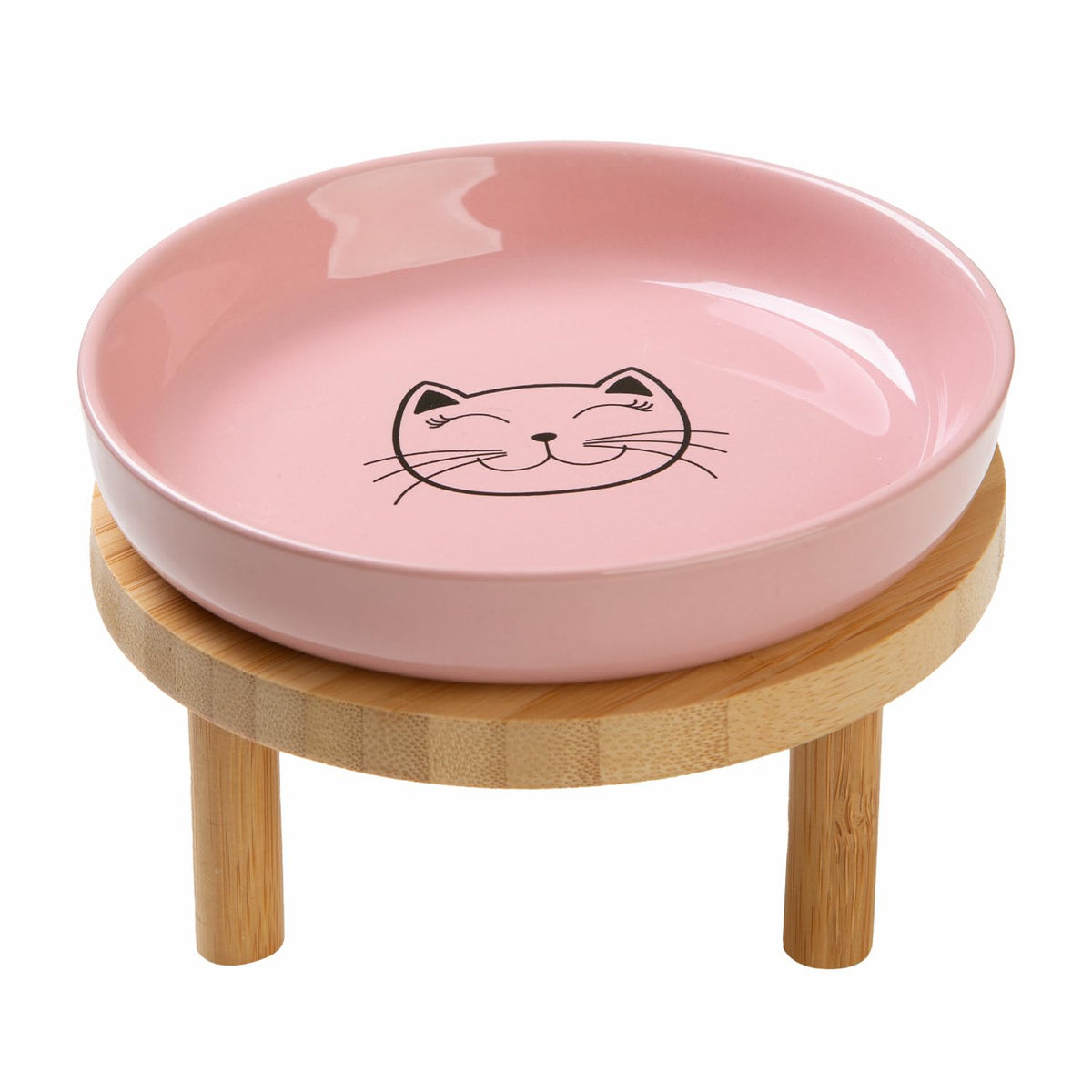 Shallow Wide Elevated Cat Bowls Whisker Fatigue (Pink)