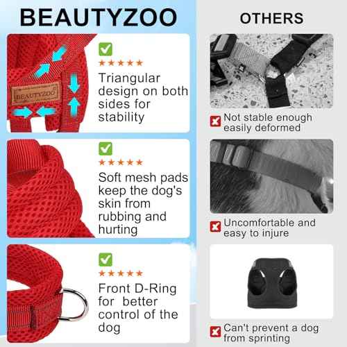 Dog Harness for Large Dogs (Red / L: Chest 26"-32")