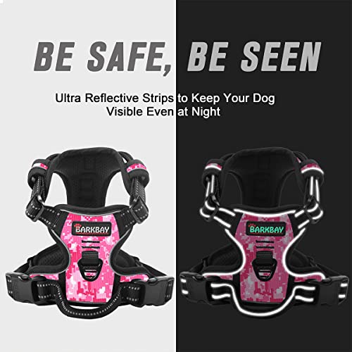 Dog Harness No Pull for Large Dogs Front Back Clips (X-Large(Chest:30-38”) / Pink Camo)