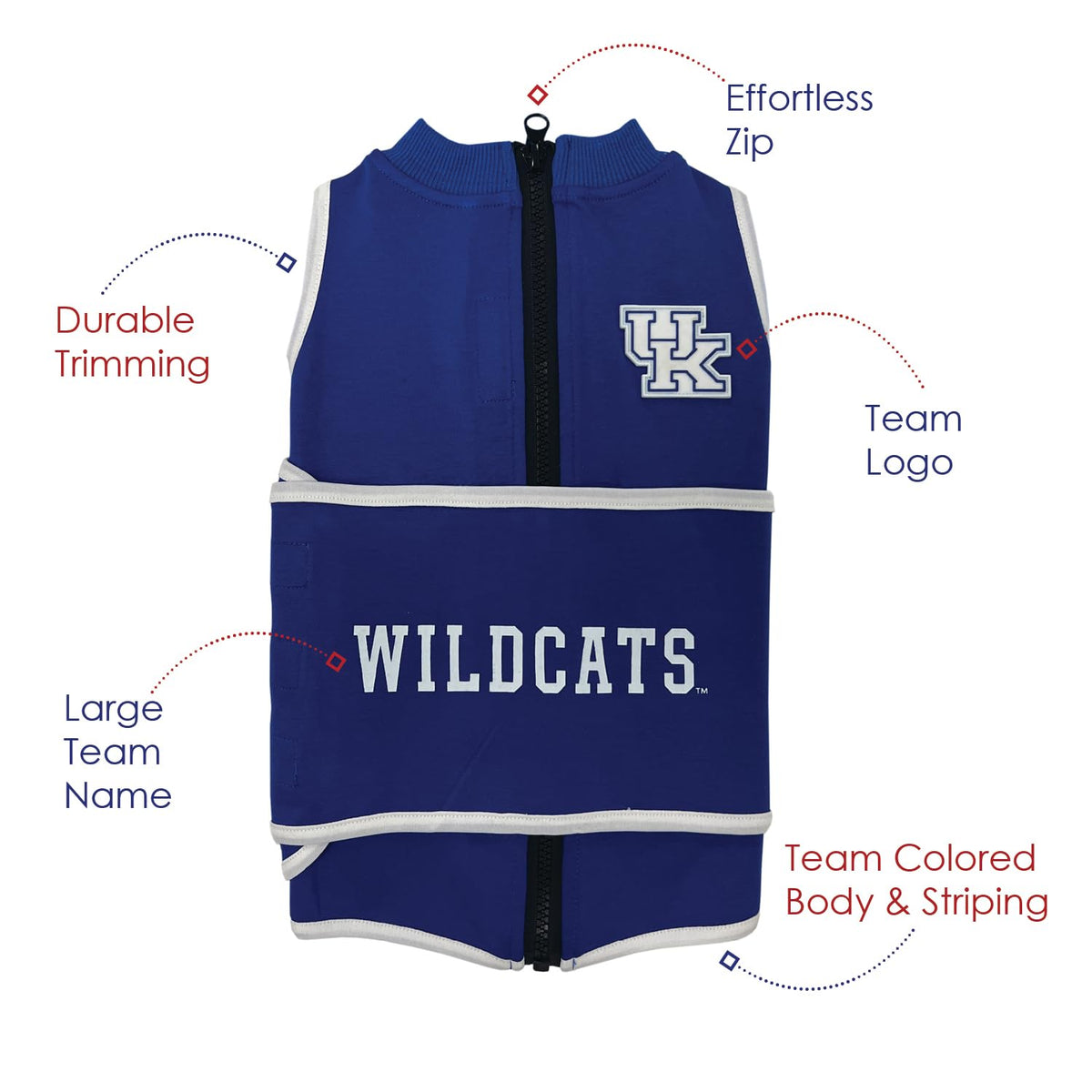 NCAA Kentucky Wildcats Dog Anxiety Shirt Calming Soothing Vest for Dogs Cats with Anxiety (Large / Kentucky Wildcats)