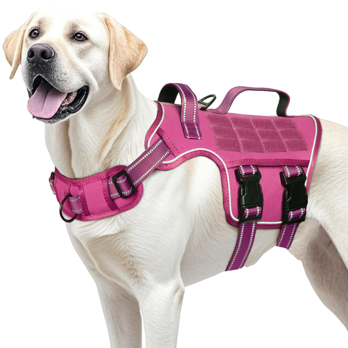 Dog Harness for Large Dogs (Pink / L(Neck:18-24",Chest:25-36"),45-80 lbs)