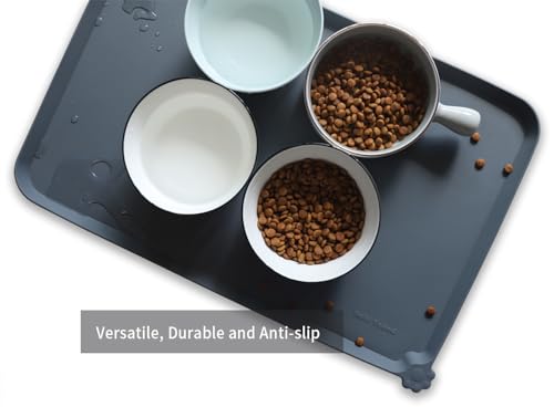 L Silicone Pet Food Mats (22"L x 14"W / Gray)