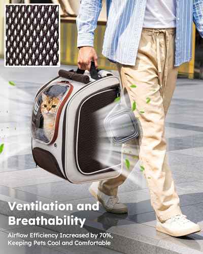 Dog Backpack Carrier (Khaki-on-Khaki Color Blocking / 12.6"L x 10.2"W x 16.5"H)