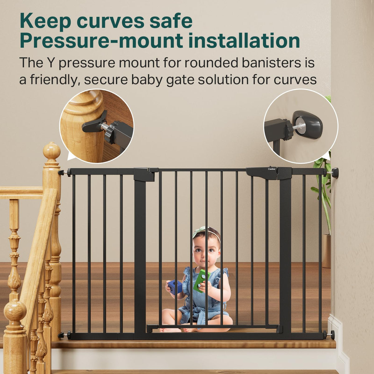 2-Pack 30-48 in Baby Gate for Stairs, Auto Close Dog Gate, Black (Black / 30-48"W x 30.5"H (2 Pack ))