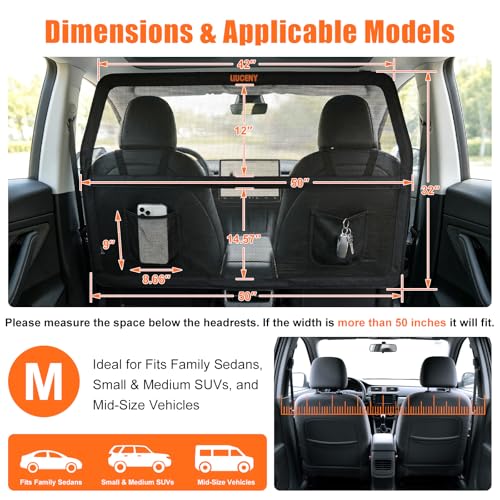 50''x42'' Dog Car Barrier for Back Seat & Cargo Area (Medium)