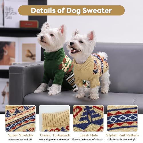 Ugly Christmas Dog Sweater with Leash Hole (X-Large / khaki)