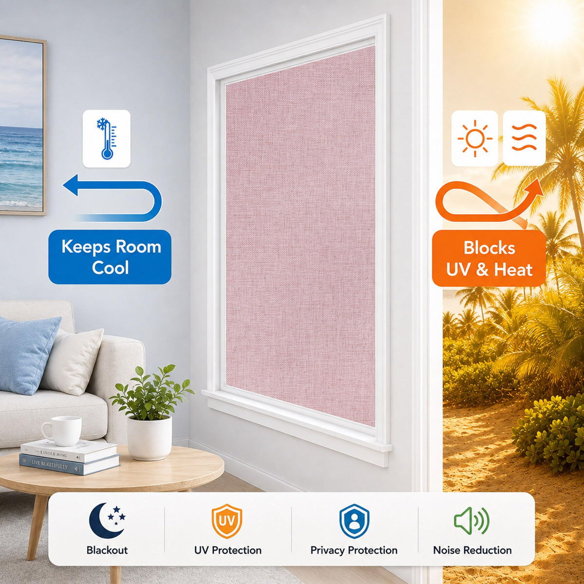 Portable Blackout Curtains (Light Pink / 52"W x 72"H)