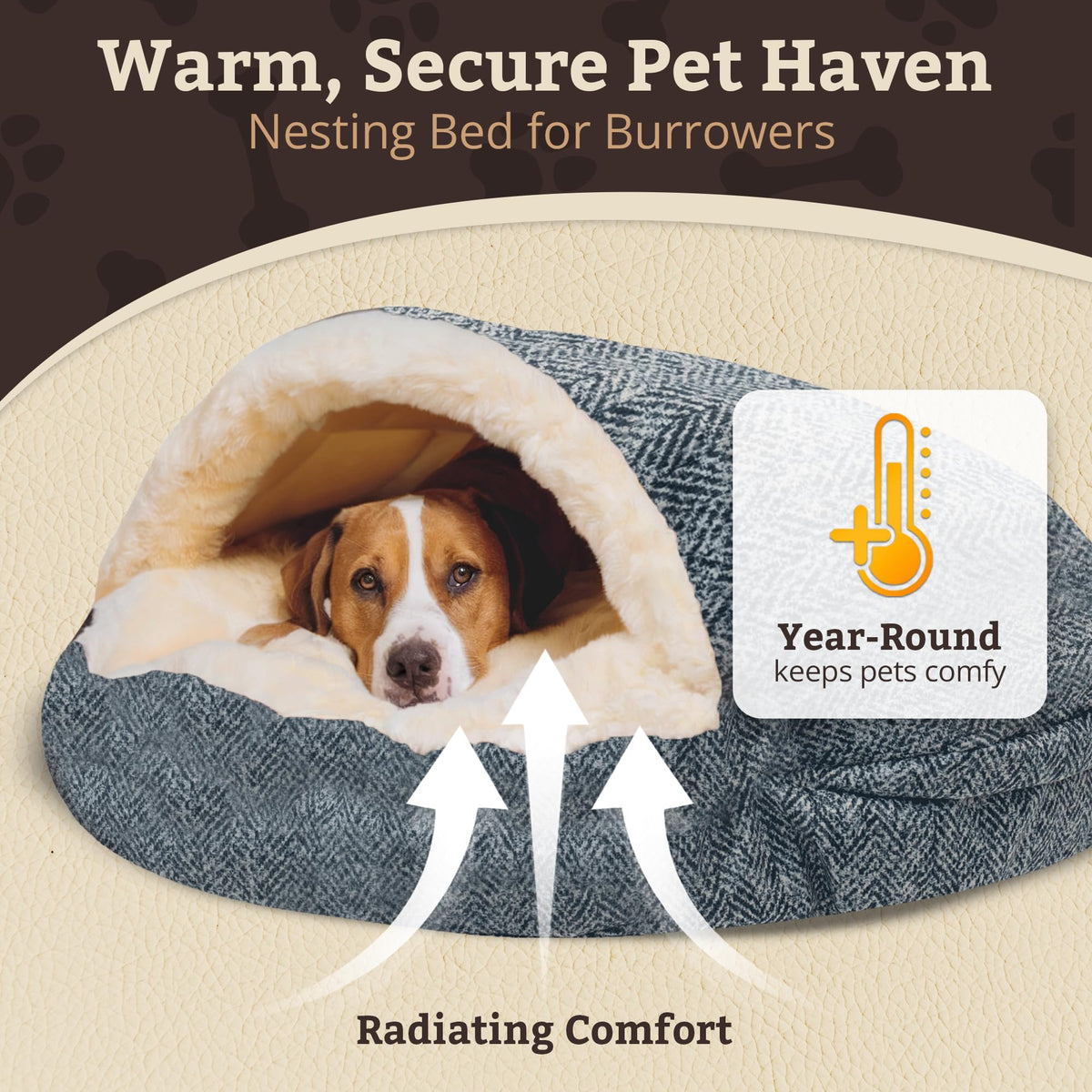 Orthopedic Cozy Cave Dog Bed (35.0"L x 35.0"W x 8.0"Th / Palmer Indigo)