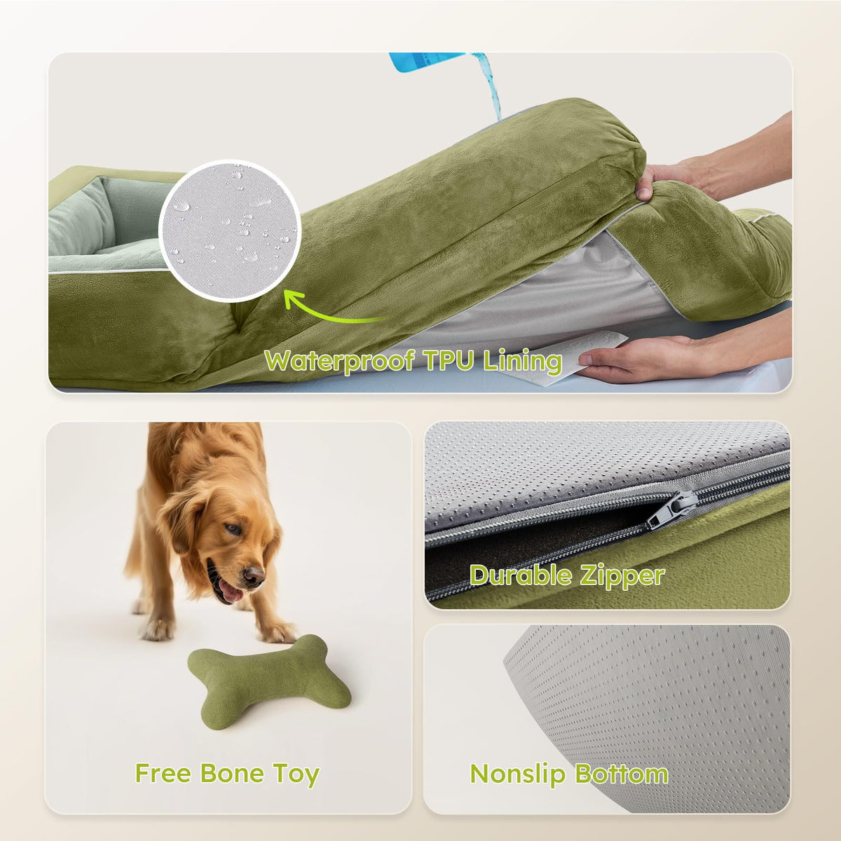XXL Dog Bed for Extra Large Dogs (Dark Green / XX-Large(53"L x 42"W x 9.5"Th))