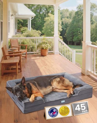 Orthopedic Extra Large Dog Bed Couch (45" x 33" x 7.5" / 01-Gray)