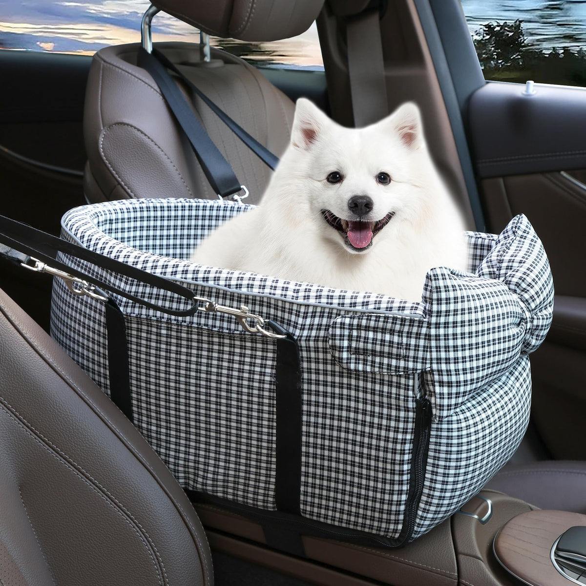 Center Console Dog Car Seat Dog Bed for Car Console Portable Armrest Booster Seat Carrier for Small Medium Dogs Anti