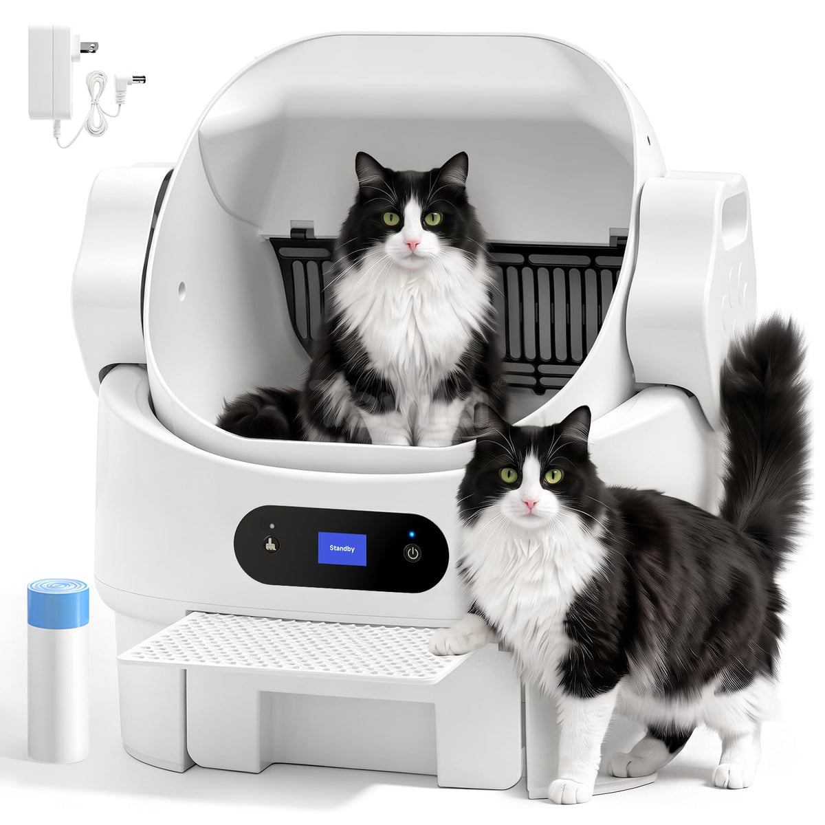Self Cleaning Automatic Litter Box for Medium Cats (White)