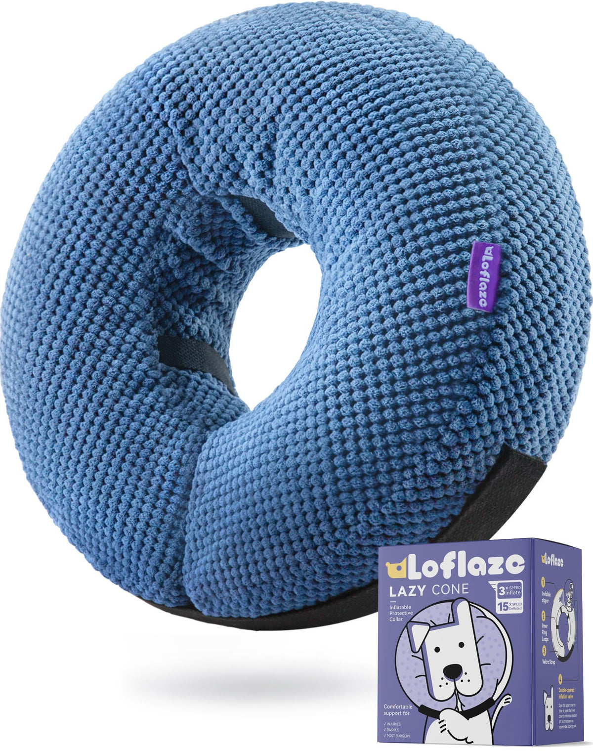 Inflatable Dog Cone Collar (M(Neck 7"-10") / Blue)