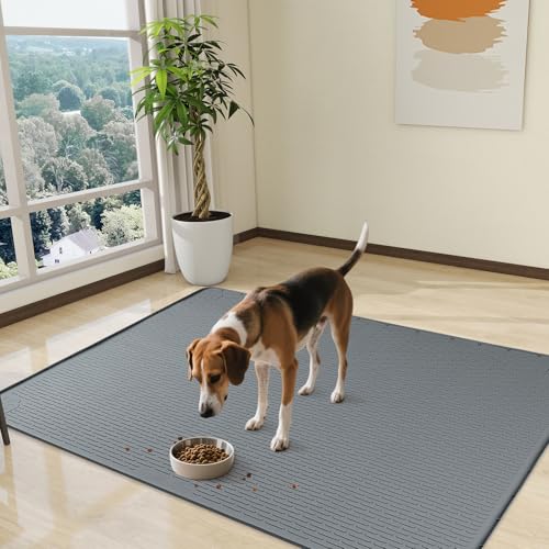 Dog Food Mat 57''x40'' Extra Large Dog Mat for Food and Water (57"L x 40"W / Dark Grey)