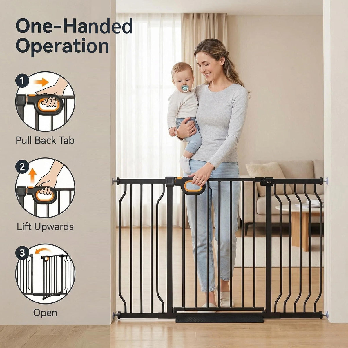 Small Narrow Baby Gate for Stairs 23.8 (Black / 23.8-28.3 Inch)