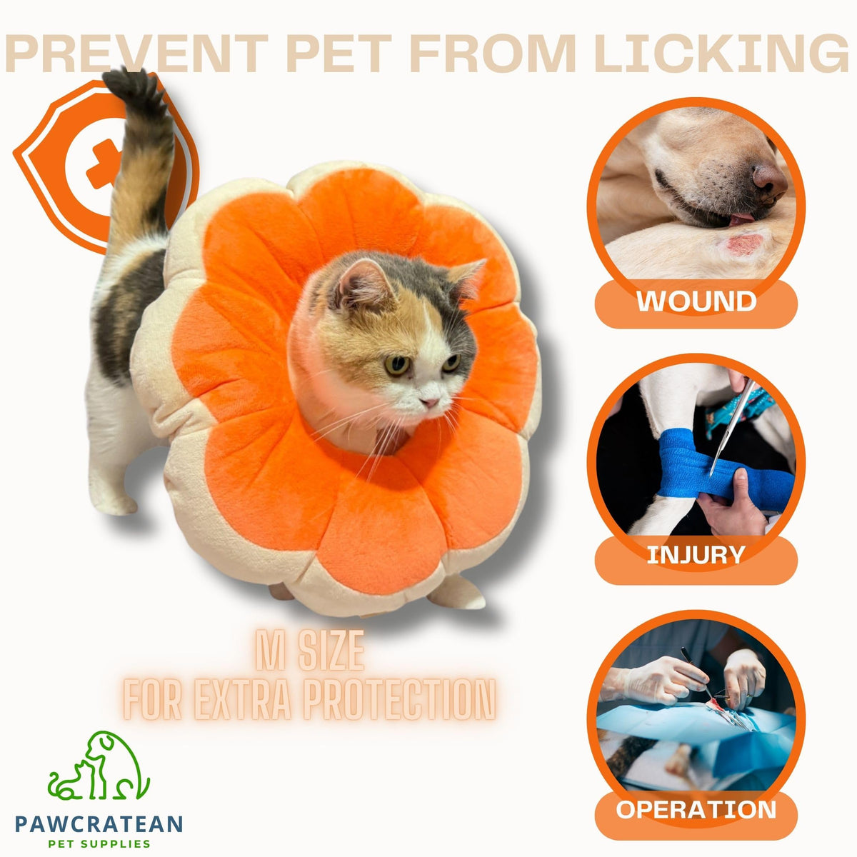 Adjustable Comfy Flower Style Elizabeth Collar for Cats Puppies Soft Recovery Cone Pet Protective Neck Collar (Orange / Samll)