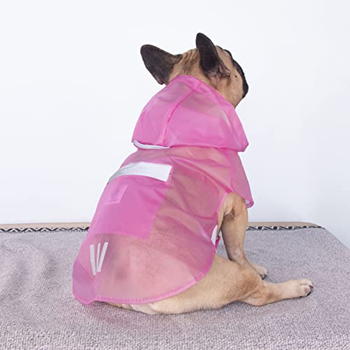 English Bulldog Raincoat American Pitbull Rain Coat Jacket Poncho Packable Waterproof Adjustable with Reflective Straps Lightweight for Short Thick Large Dogs (Pink / X-Large ( 45 - 55 lbs ))
