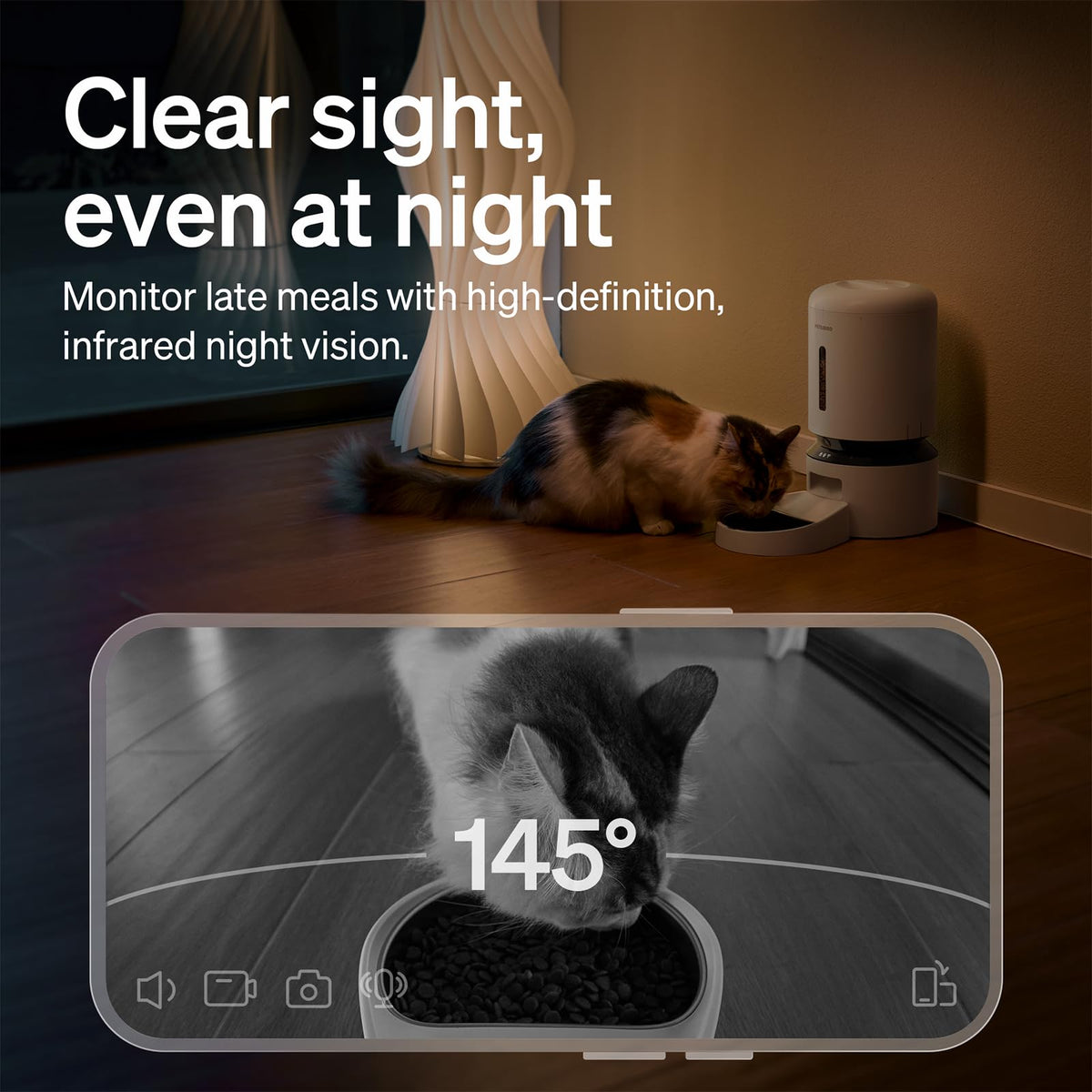 Automatic Cat Feeder with Camera (White / 5l-camera)