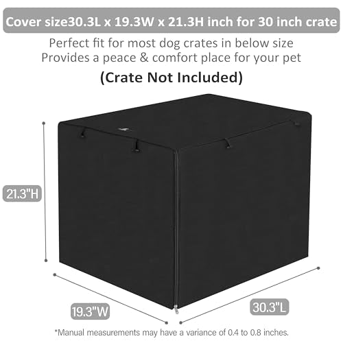 Dog Crate Cover Waterproof Kennel Cover (30.0"L x 19.0"W x 21.0"H / Black)