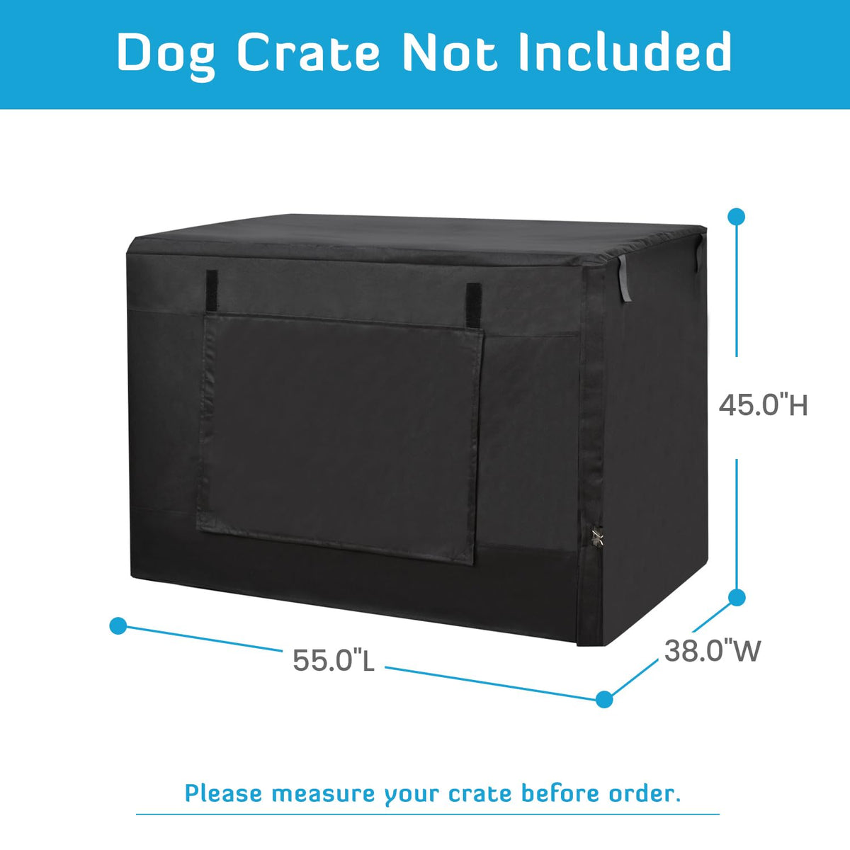 Dog Crate Cover (55.0"L x 38.0"W x 45.0"H / Black)