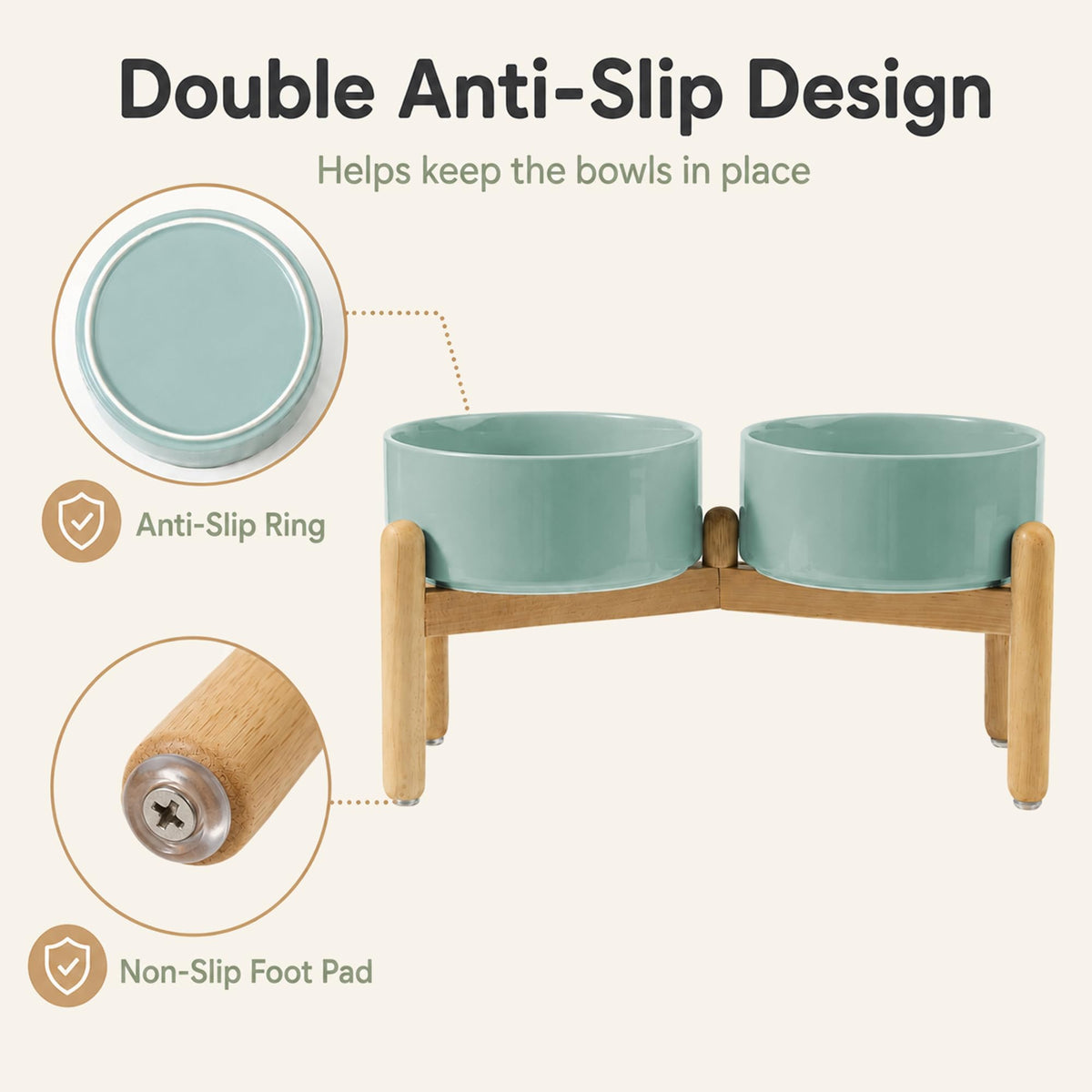 Ceramic Dog Bowls Elevated (Light Green)