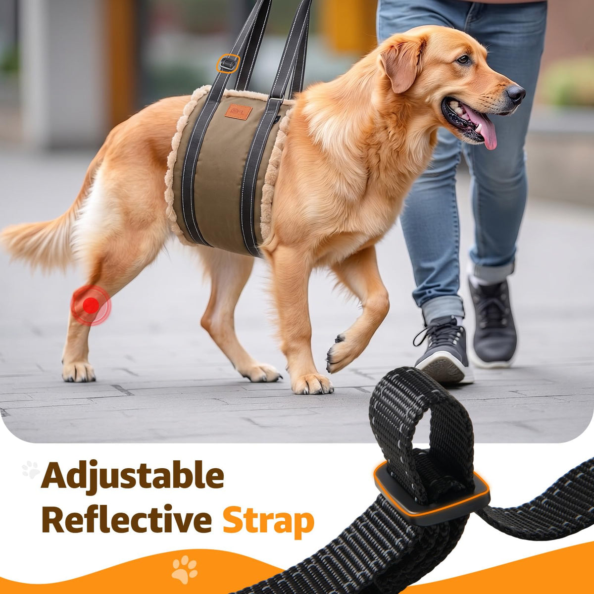 Adjustable Dog Sling for Extra Large Dogs Mobility Aid for Weak Rear Legs (Olive Drab / X-Large)