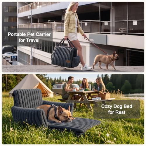6-in-1 Dog Car Seat for Small/Medium Dogs up to 23 lbs,Grey (Grey)