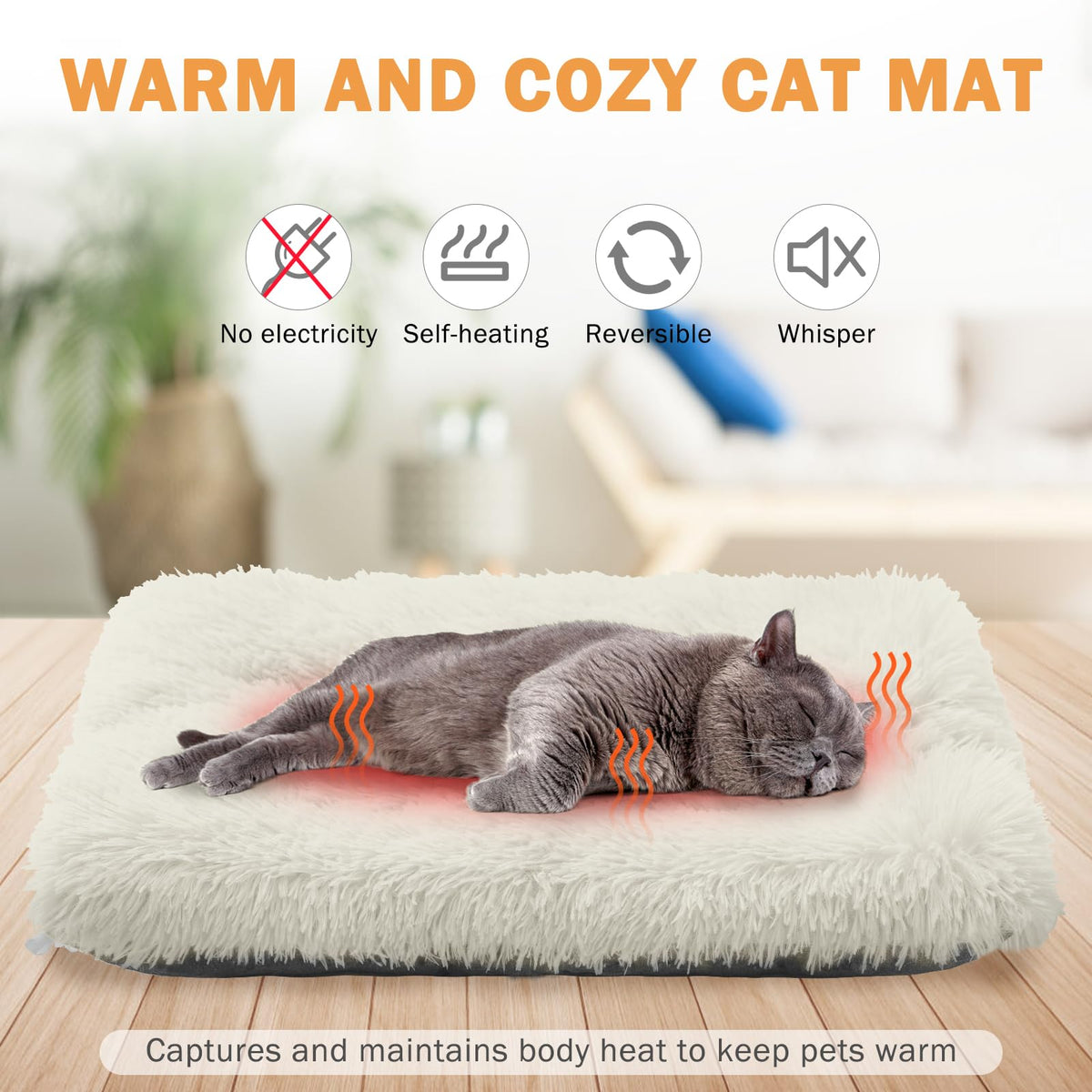Self Warming Cat Bed (White / M: 20"x24")