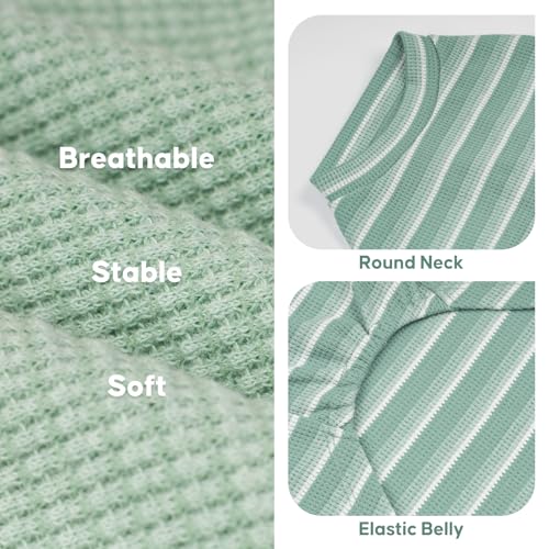 2Pack Waffle Dog Shirt for Large Dogs Striped Dog Sweater Tank Top (XXX-Large (55-75lbs) / 2Pack(Green+Striped))
