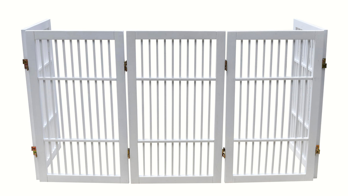 Pet Dog Gate Freestanding (5 Panel 30" Tall / White Pet Gate)
