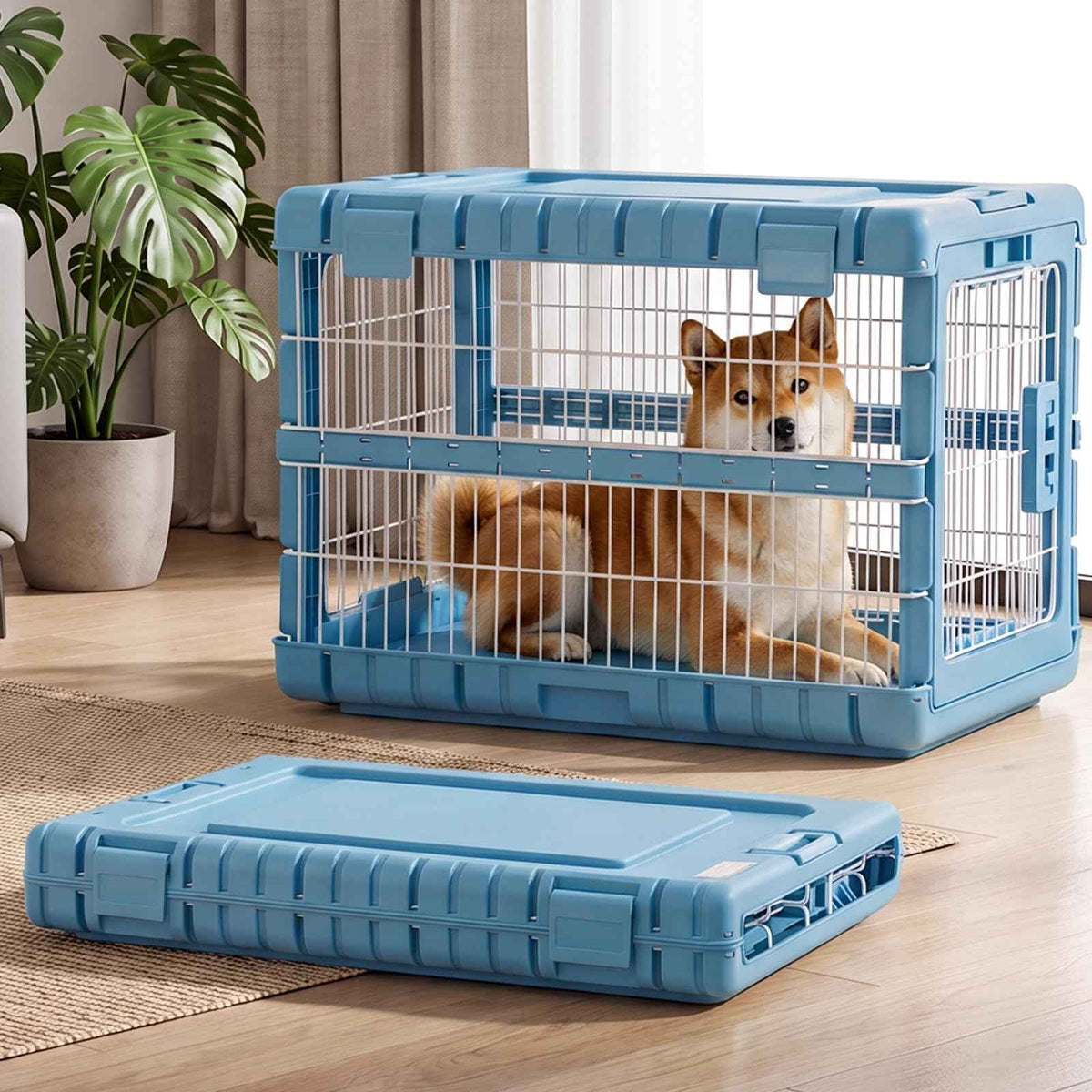 36" L Collapsible Dog Crate for Dogs (Blue / 36.42 x 24.2 x 26 in)