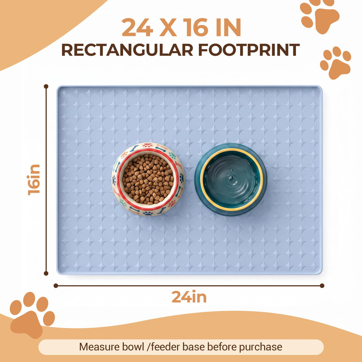 Silicone Pet Feeding Mat (Blue / 24"L x 16"W)