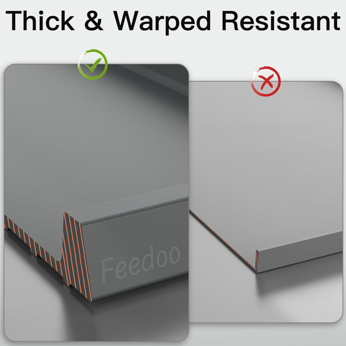 Pet Feeding Mat [Warped Resistant Raised Edge] (28.5"L x 16.5"W / Gray)