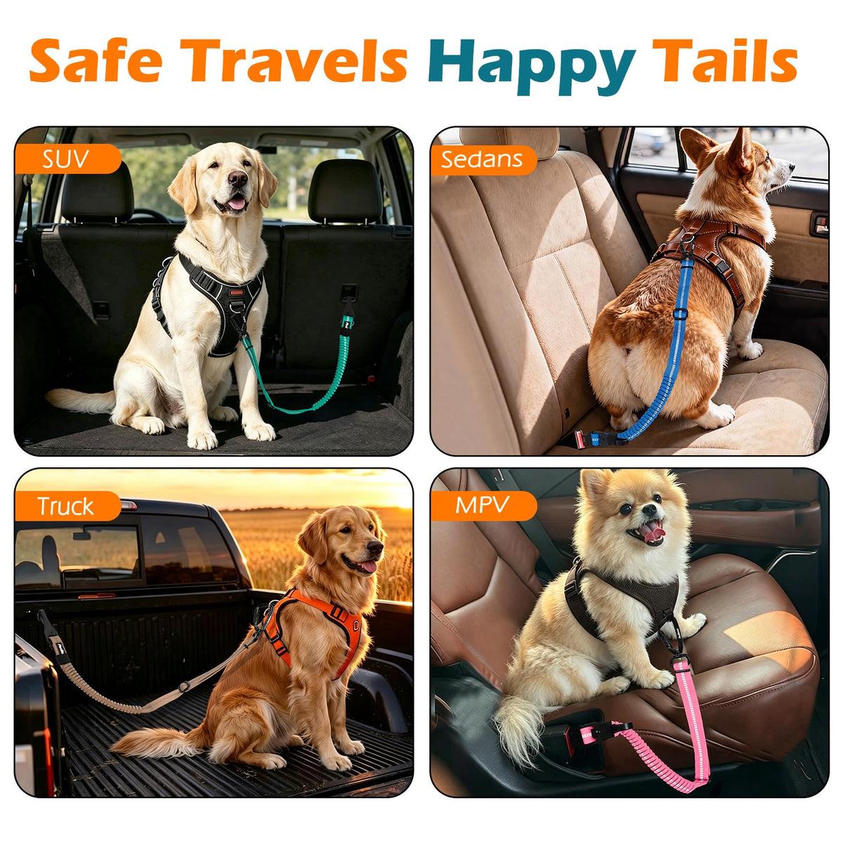 Dog Seat Belt for Car (Black / 1 Pack)
