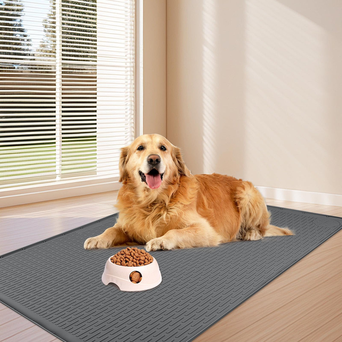 Dog Food Mat 70''x45'' Extra Large Dog Mat for Food and Water (70"L x 45"W / Dark Grey)