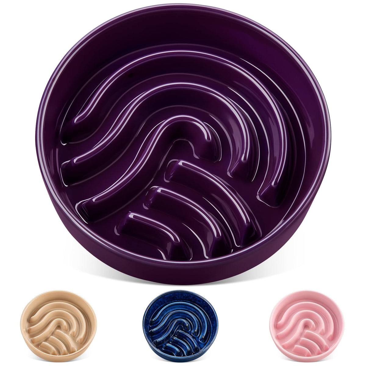 Slow Feeder Dog Bowl (Dark Purple / 3 Cups)
