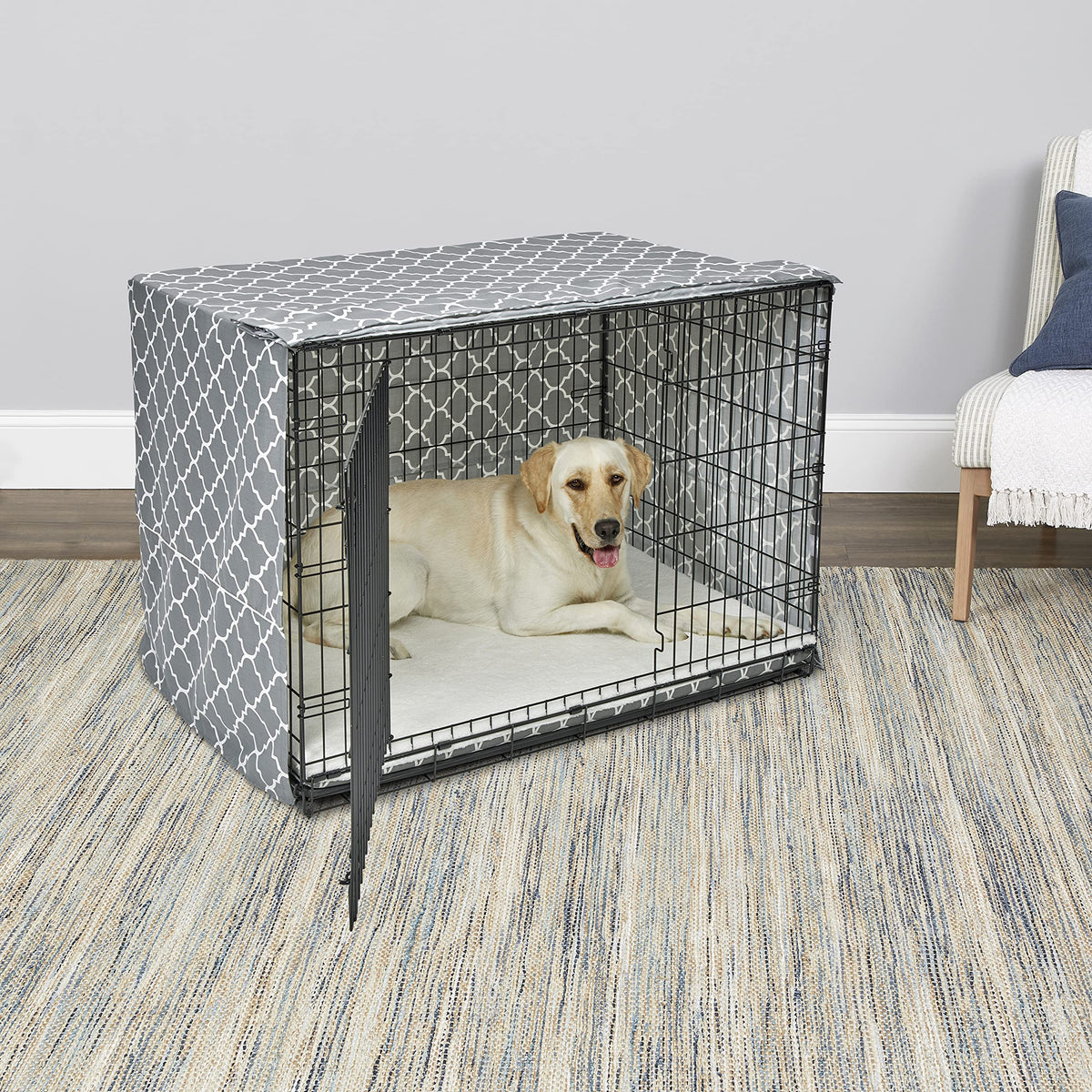 MidWest Homes for Pets Large Dog Crate Cover Featuring Teflon Fabric Protector (Designer Gray / 42 Inch)