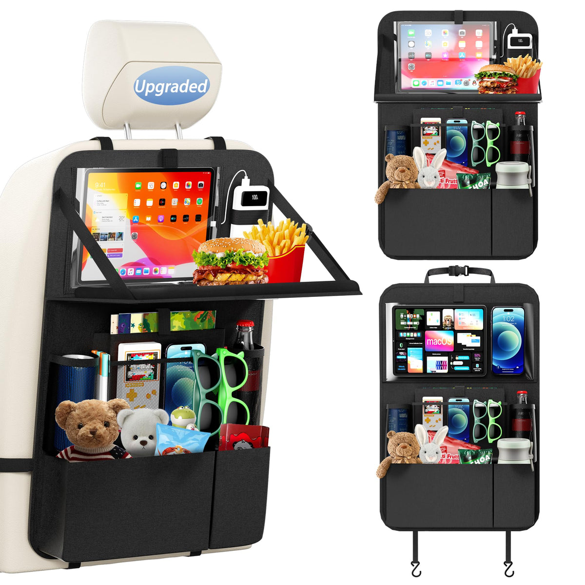 Backseat Car Organizer with Foldable Tray (1 Pack)