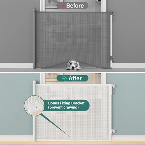 Retractable Baby Gate for Stairs (White / 72" Wide x 34" Tall)