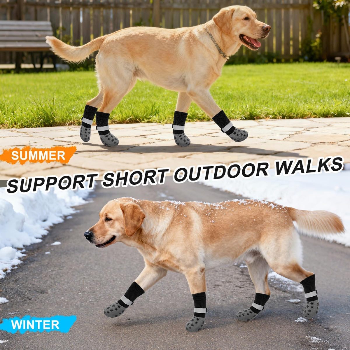 Dog Socks to Prevent Licking Paws Double Sided Grip Traction (black / M(2.1"-2.55" W | Pack of 4))