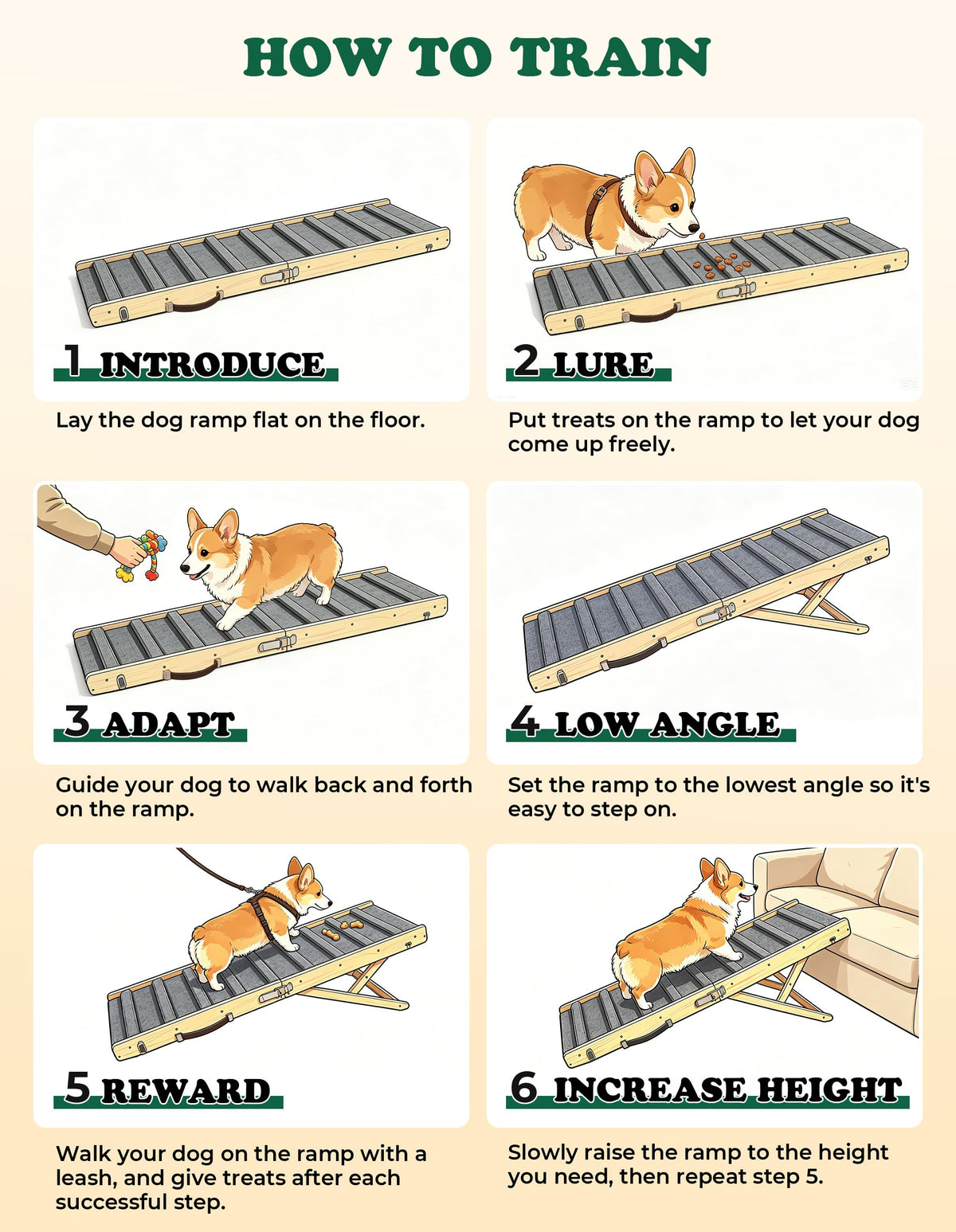 Dog Ramp for Small & Medium Dogs Foldable Pet Ramp for Bed (Black / Up to 75 lbs)