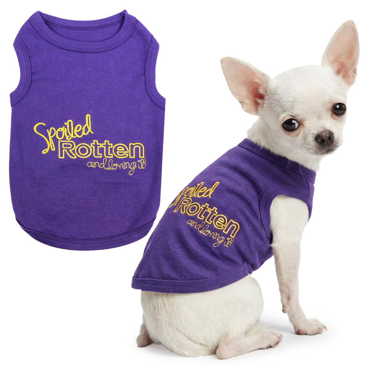 Dog Shirt 100% Cotton Shirts for Small Dogs (Extra Extra Small / Spoiled Rotten)