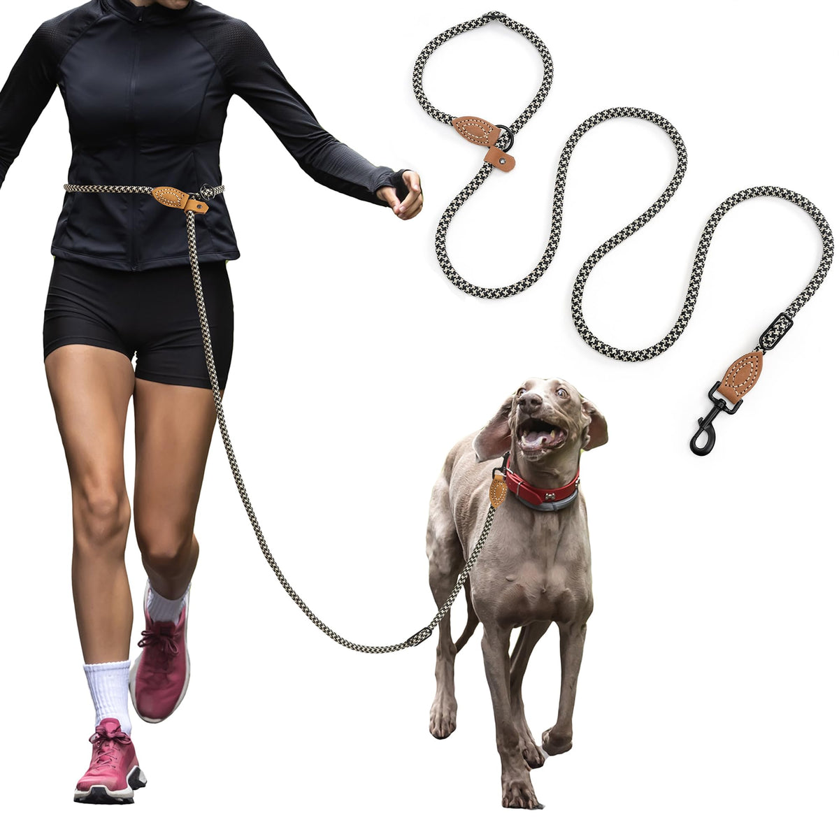 Hands Free Dog Leash (Black Khaki / 7FT Hands Free)