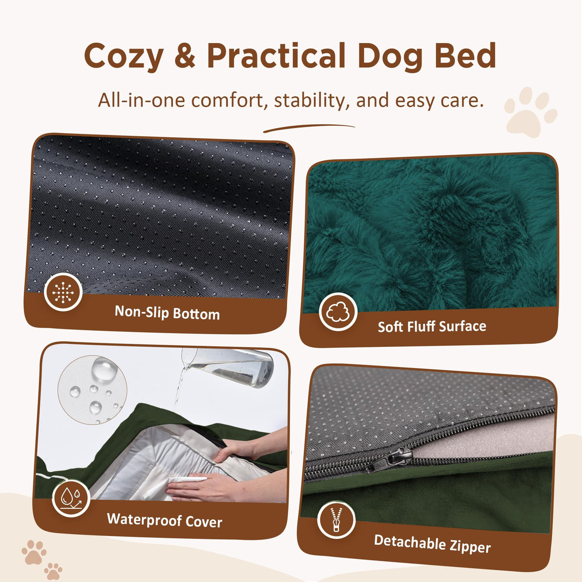 Waterproof Orthopedic Dog Beds for Extra Large Dog (45.0"L x 35.0"W x 8.5"Th / Emerald)