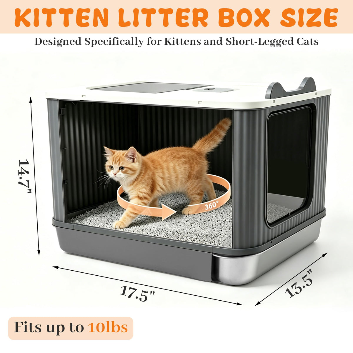 Stainless Steel Cat Litter Box Enclosed (White)