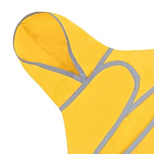 Dog Raincoat for Small Dogs Puppies Waterproof Jacket Hooded Rain Coats with Reflective Strips Leash Hole & Poncho Adjustable Fit (B.Yellow / Small)