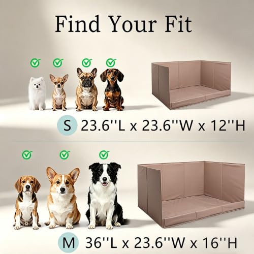 Dog Litter Box with High Walls (Warm gray / S-23.6''Lx23.6''Wx12''H)